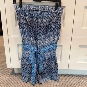 Diane Von Furstenberg Blue and White Strapless romper